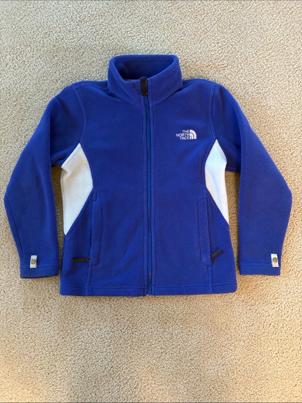 The North Face Girl’s Purple Fleece Jacket with White Panels